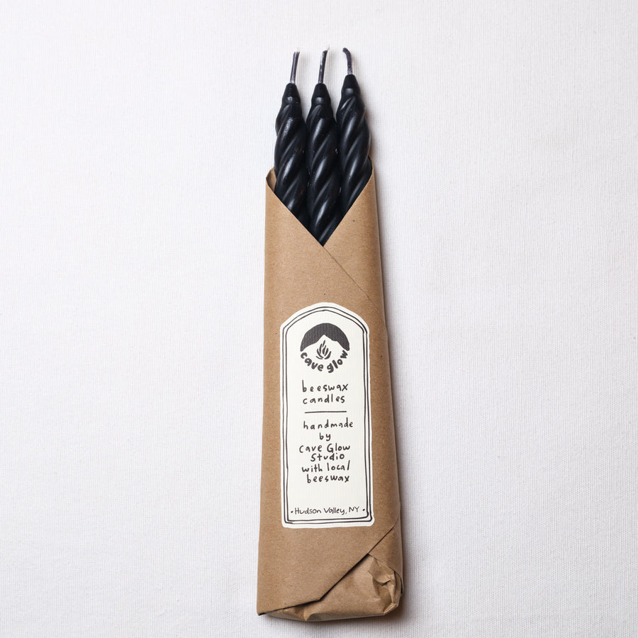 Black Beeswax Taper Candles Set of 3