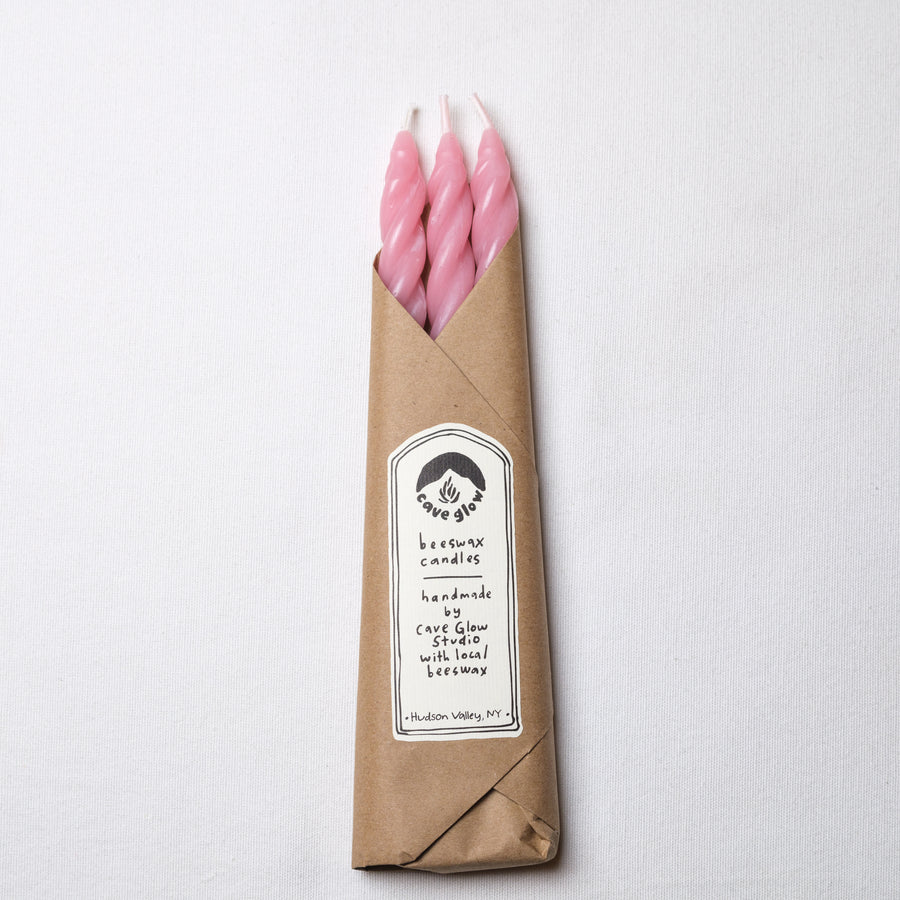 Blush Beeswax Taper Candles Set of 3