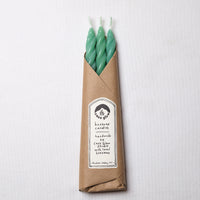 Bright Teal Beeswax Taper Candles Set of 3