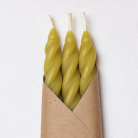 Chartreuse Beeswax Taper Candles Set of 3