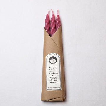 Cherry Beeswax Taper Candles Set of 3