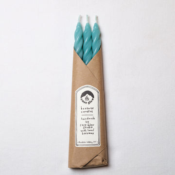 Electric Blue Beeswax Taper Candles Set of 3