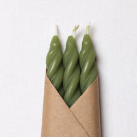 Grass Beeswax Taper Candles Set of 3