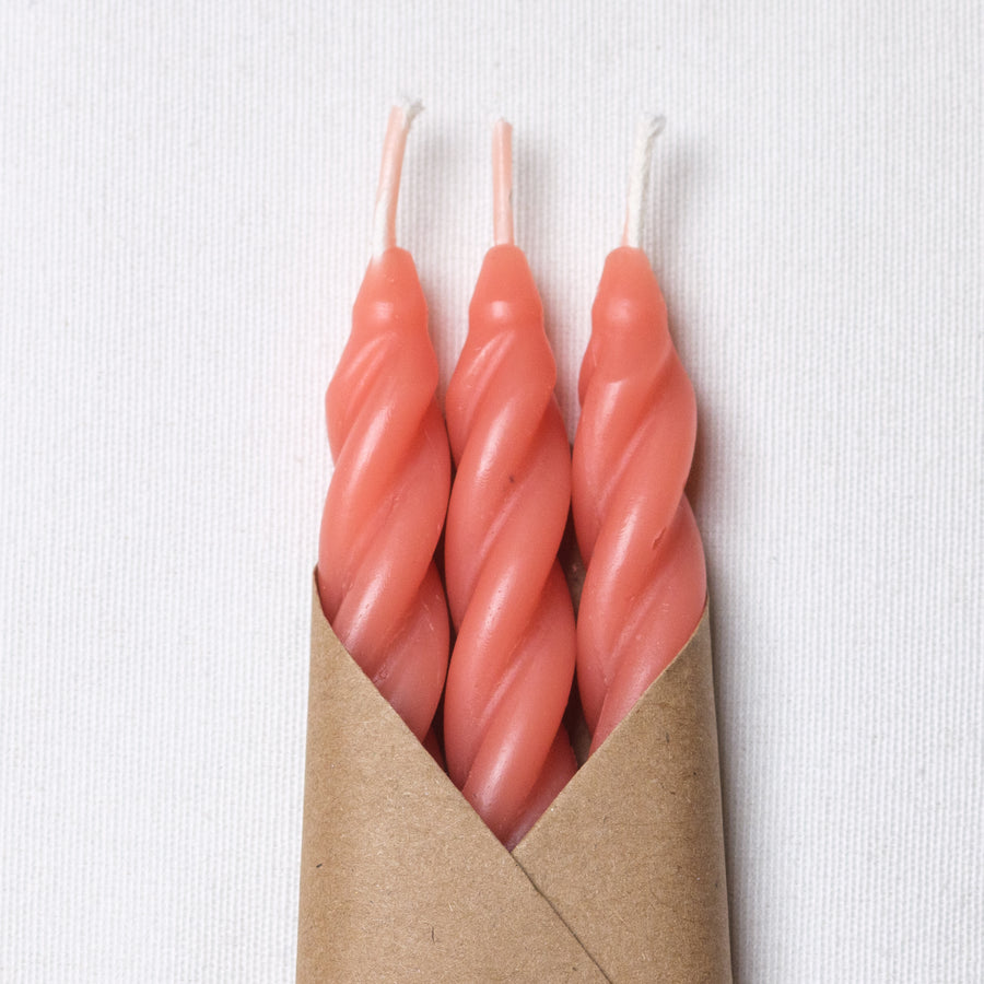 Peach Fuzz Beeswax Taper Candles Set of 3