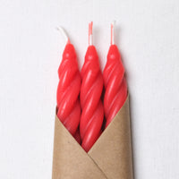 Red Apple Beeswax Taper Candles Set of 3