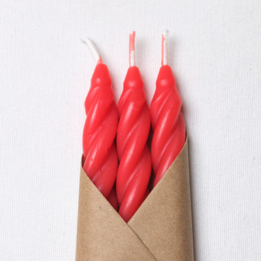 Red Apple Beeswax Taper Candles Set of 3