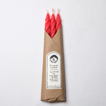 Red Apple Beeswax Taper Candles Set of 3