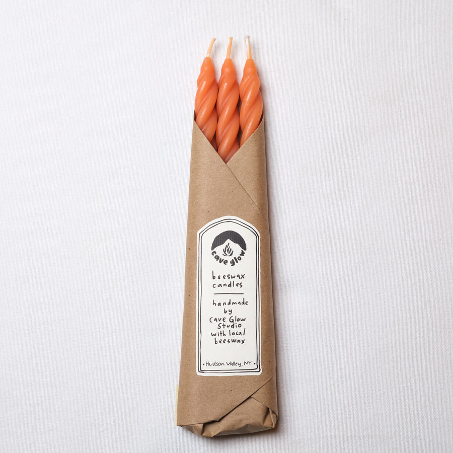 Rust Beeswax Taper Candles Set of 3