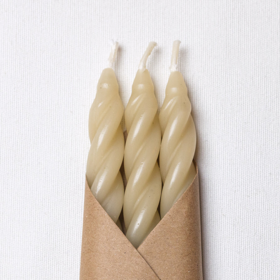 Sand Beeswax Taper Candles Set of 3