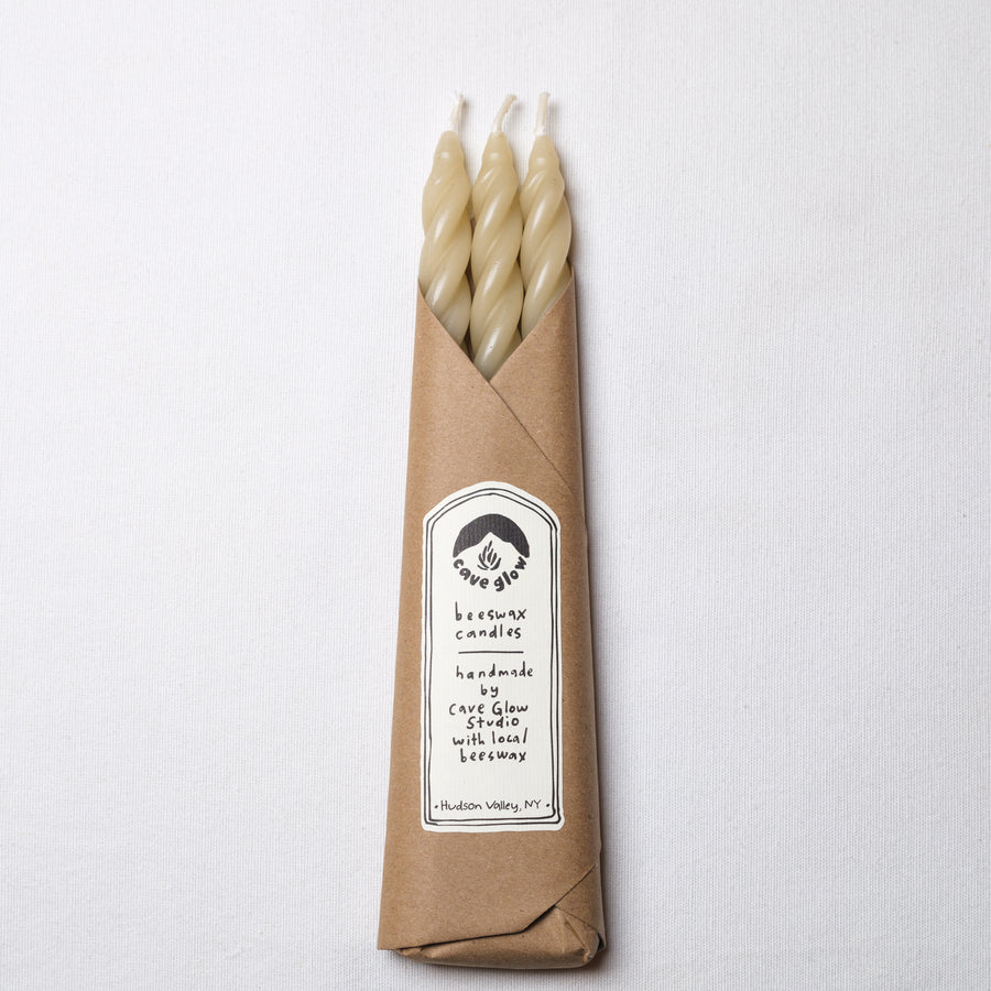 Sand Beeswax Taper Candles Set of 3